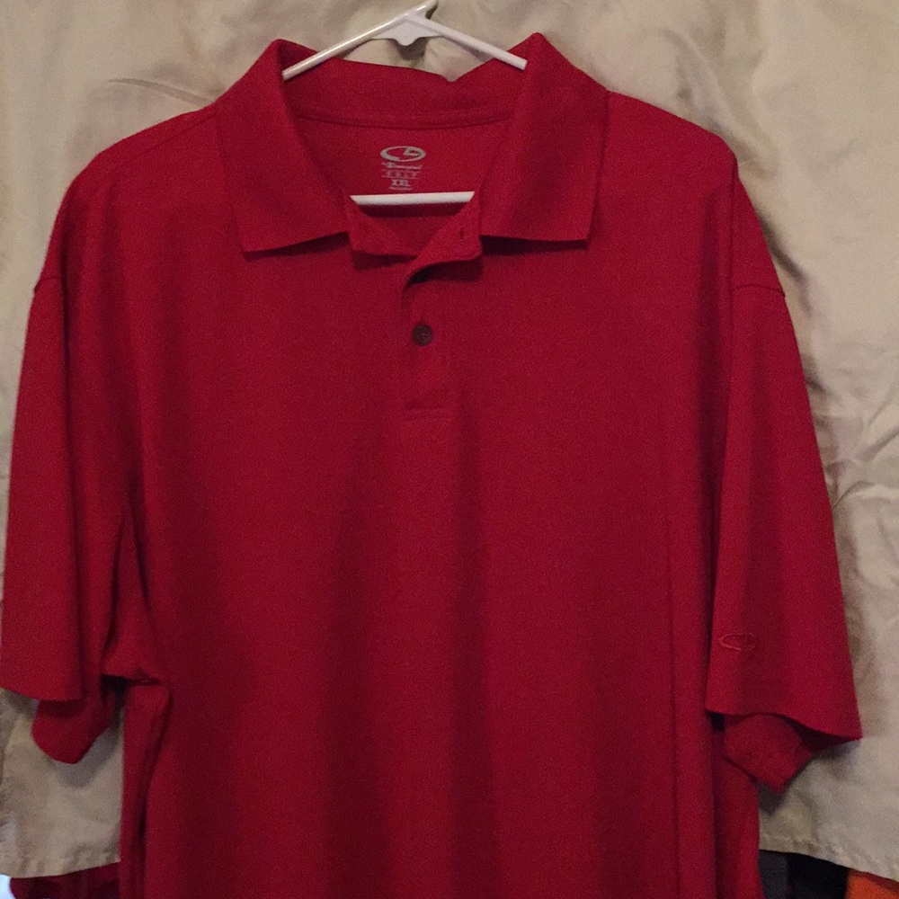 Men’s red polo shirt